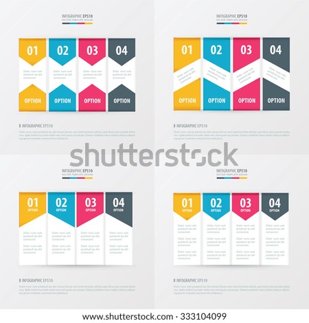 4 item  vector banner design yellow, blue, pink color