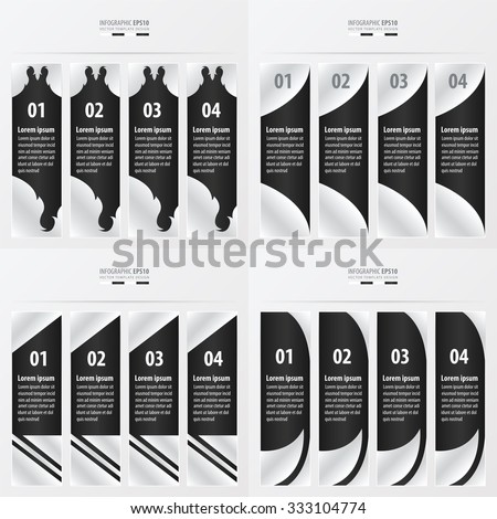 banner black and white color set 4 in 1 item 