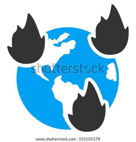 Earth Disasters vector icon. Style is bicolor flat symbol, blue and gray colors, rounded angles, white background.