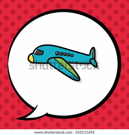 airplane doodle, speech bubble