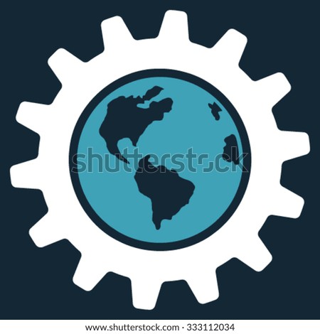 Earth Engineering vector icon. Style is bicolor flat symbol, blue and white colors, rounded angles, dark blue background.