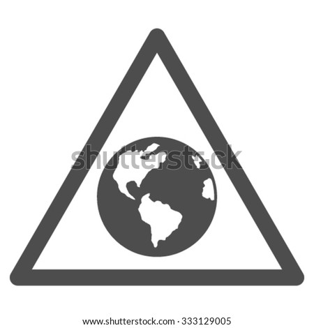 Earth Warning vector icon. Style is flat symbol, gray color, rounded angles, white background.