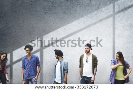Group Diverse Students People Wall Concept