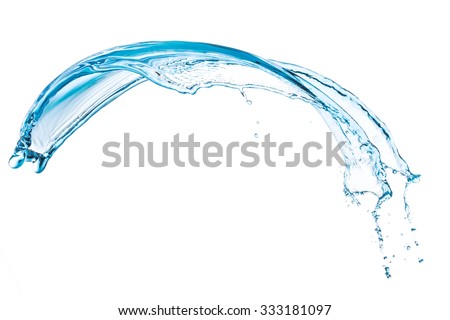 blue water splash isolated on white background Royalty-Free Stock Photo #333181097
