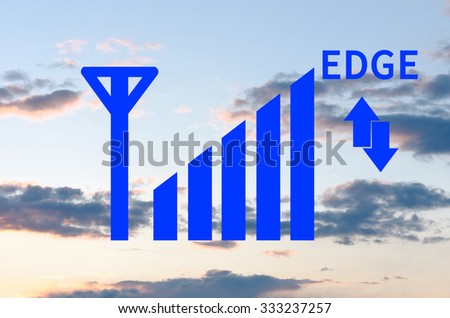 EDGE indicator. Signal strength indicators with the blue sky visible in the background