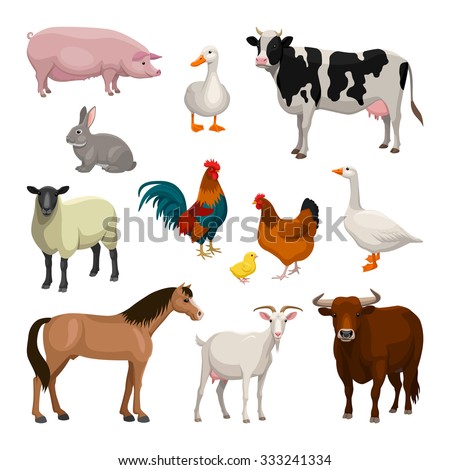 Farm animals set Royalty-Free Stock Photo #333241334