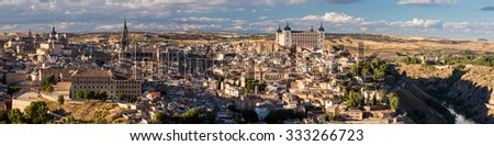 High resolution stitched panorama of ancient city of Toledo, Spain, Europe