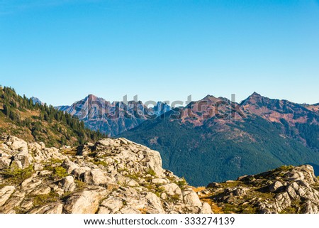 view in Artist point hiking area,scenic view in Mt. Baker Snoqualmie National Forest Park,Washington,USA.