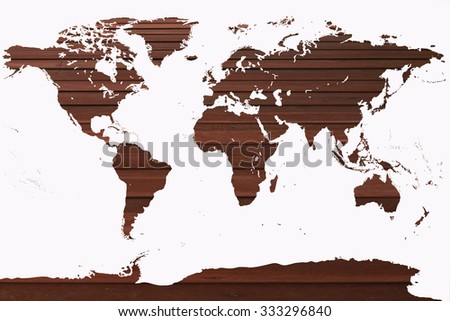 world map on wooden floor background