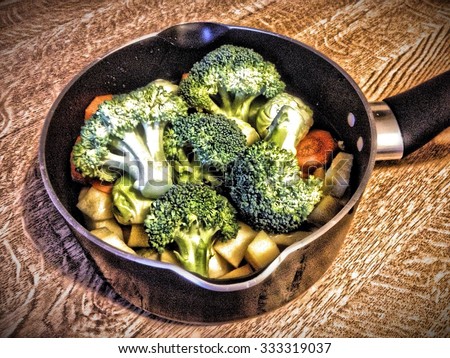 Pan full of vegetables ready to cook