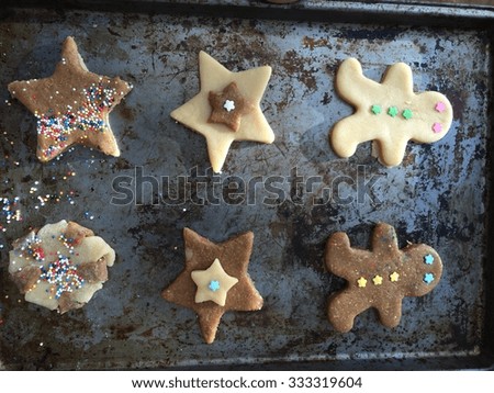 Holiday cookies on baking sheet