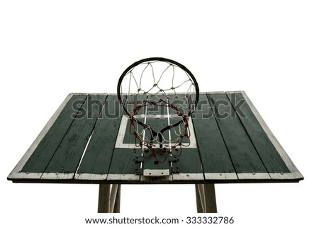 The old basketball hoop on white background.