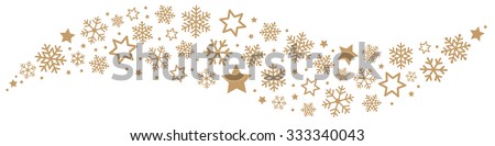 Gold Snowflakes and Stars Border Royalty-Free Stock Photo #333340043