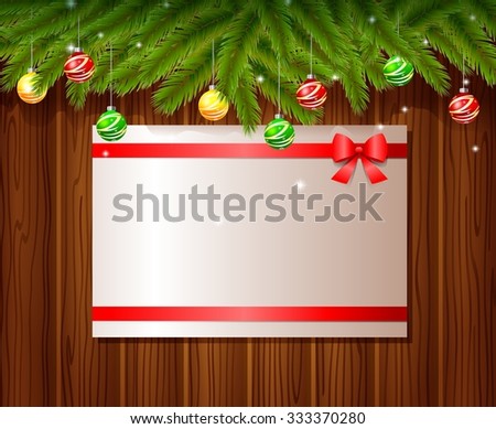 Christmas Hand Drawn Bow Vector sketch paper card for xmas design with balls