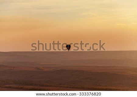 Air balloon at sunset over the field