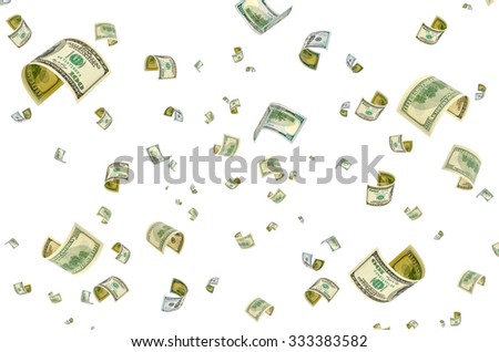 Hundred-dollar bills on a white background.