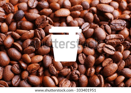 Coffee vector icon on coffee beans background