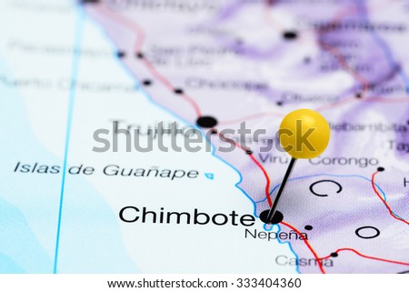 Chimbote pinned on a map of America
