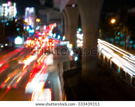 Abstract blur city night traffic background.