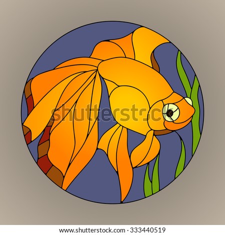 Vector illustration of fish in stained glass style for your design Internet