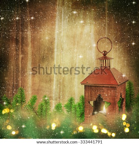 Christmas lantern with fir 