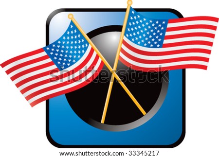 american flags crossed on blue web button