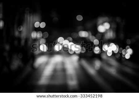 Bokeh Asia city street for background Black and White tone 