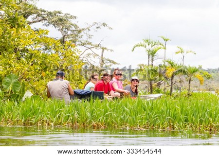 Experience the thrill of tourists fishing for the legendary piranha fish in the untouched beauty of Ecuadorian Amazonian primary jungle.