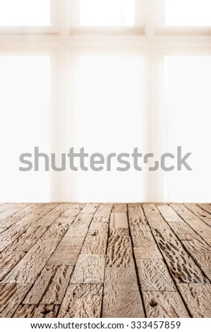 Empty top wooden table and abstract blurred bokeh background. Can use for product display