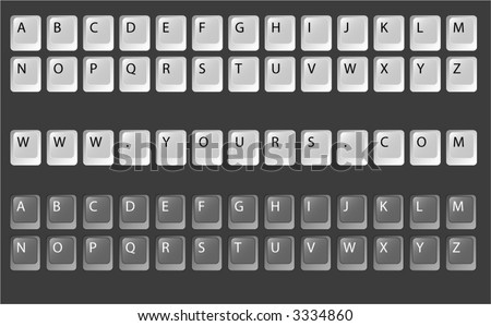 Keyboard Keys Vector, Fully editable text on keys. Every letter for your usage.