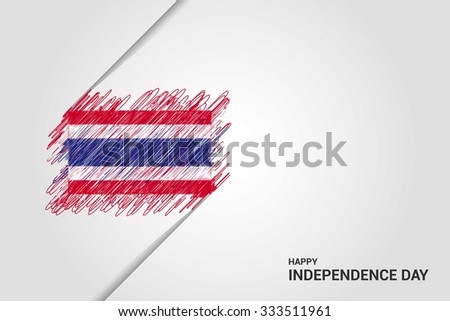 Thailand Happy independence day scribble flag. Hand drawn Country flag on Gray crumbled paper. vintage background wallpaper vector illustration.