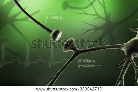 Digital illustration of synapse in colour background 