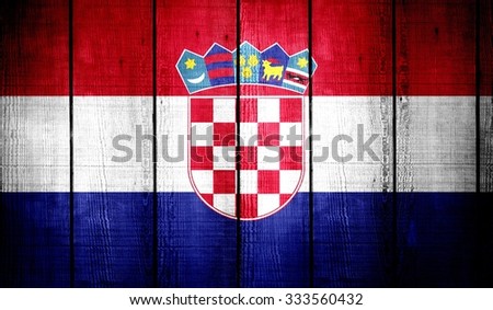 Croatia Flag on old wood texture background