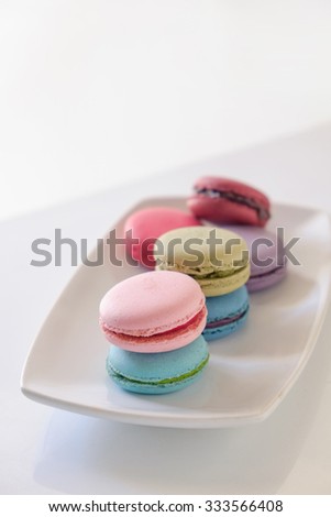 Sweet and colourful french macaroons.