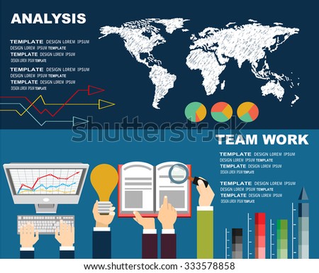 Flat design illustration concepts for business analysis and planning, consulting, team work, project management,financial report and strategy . Concepts web banner and printed materials.