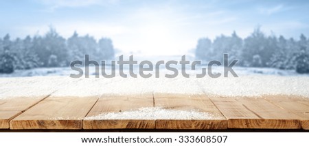 yellow table snow and sky space 