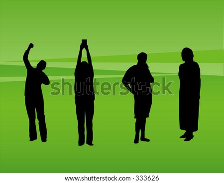 Silhouettes of people in poses