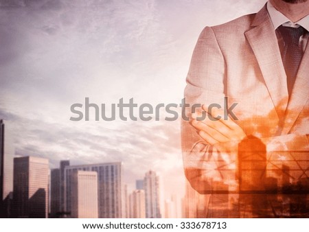 Urban background with businessman in authority position