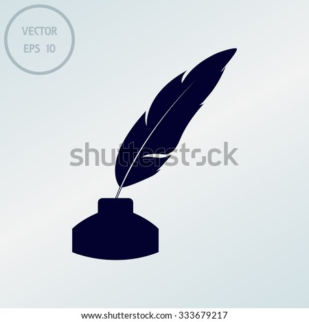 Vector feather and ink bottle icon 