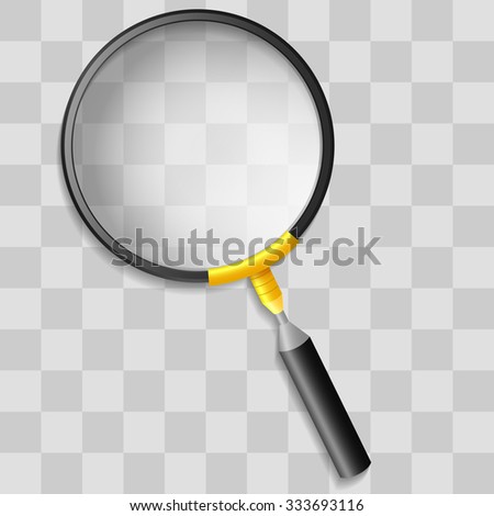 Realistic magnifying glass on transparency grid