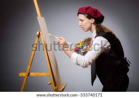 Woman artist in art concept