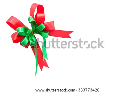 Red and green ribbon isolated on white background