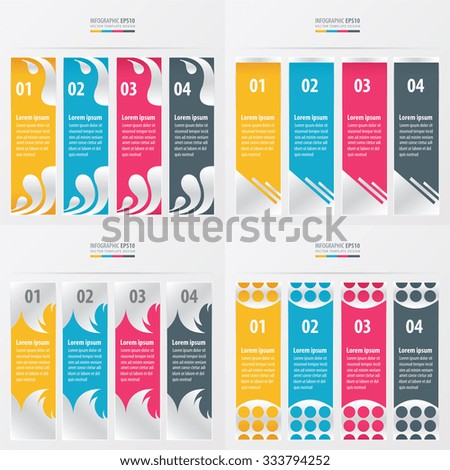 set of banner and template  yellow, blue, pink color 4 item