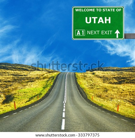 UTAH road sign against clear blue sky