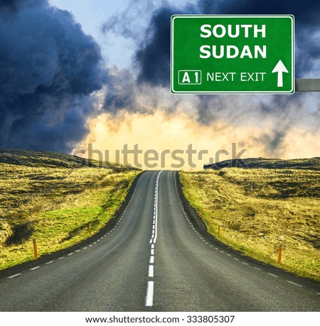 SOUTH SUDAN Sroad sign against clear blue sky