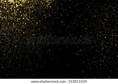Gold glitter texture on a black background. Golden explosion of confetti. Golden grainy abstract  texture on a black  background. Design element. Vector illustration,eps 10. Royalty-Free Stock Photo #333811034
