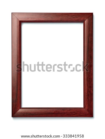 close up of  a vintage wood frame on white background