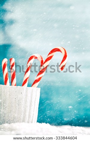 Candy canes. Christmas background with candies. Xmass sweets.