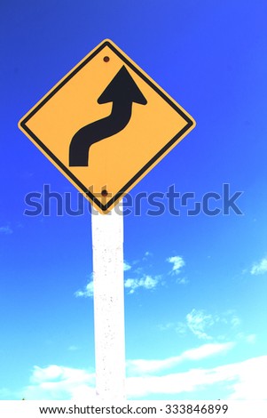 Traffic sign board and blue sky back ground