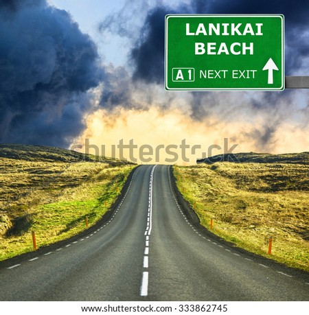 LANIKAI BEACH road sign against clear blue sky